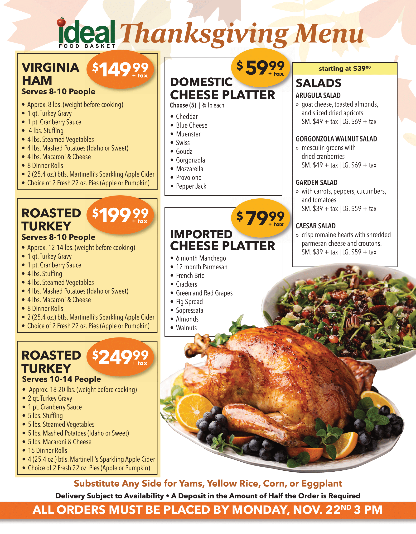 Thanksgiving Menu Ideal Food Basket